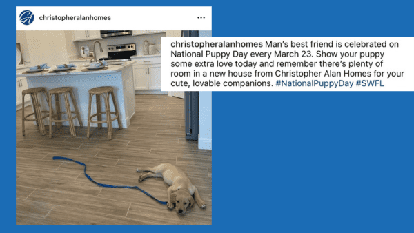 a puppy laying on the kitchen floor in a Christopher Alan home