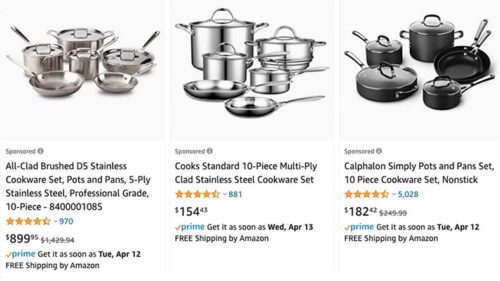 examples of amazon search results showing sponsored products