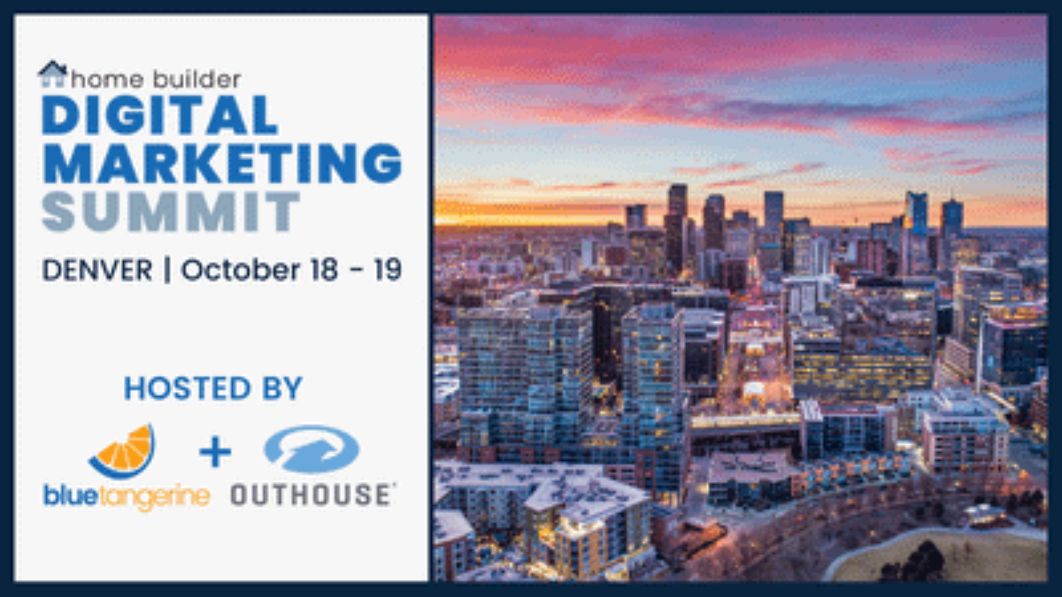 Skyline of Denver CO with a setting sun. Home Builder Digital Marketing Summit Denver, October 18-18