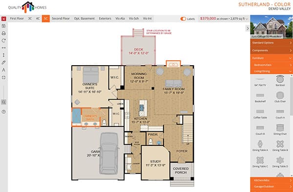 Screenshot of an interactive home floor plan on a demo website.