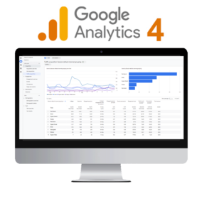 Desktop Computer with GA4 reports