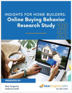 Three pages from the "Insights for Home Builders: Online Buying Behavior Research study" executive summary laying on a desk
