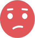 Red icon of a worried face.